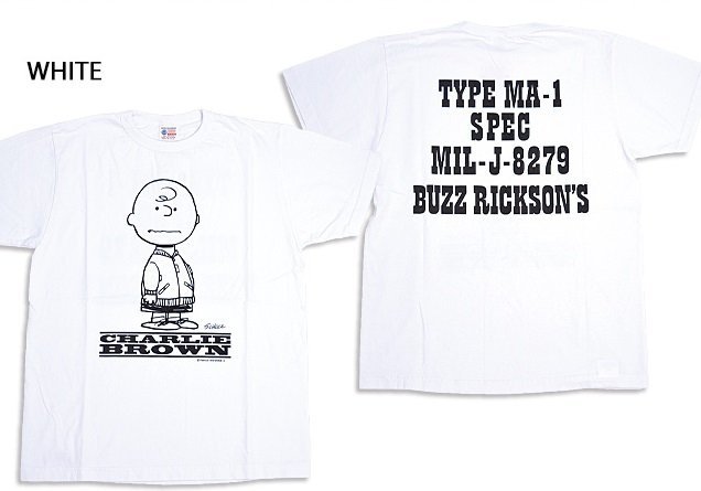 BUZZ×PEANUTS半袖Tシャツ「TYPE MA-1」◆BUZZ RICKSON'S ホワイトMサイズ BR79257 バズリクソンズ スヌーピー チャーリーブラウン_画像1