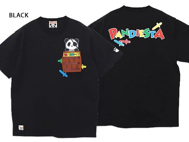 熊猫危機一髪トリックTシャツ◆PANDIESTA JAPAN ブラックLサイズ 523360 パンディエスタジャパン パンダ パロディ_画像1