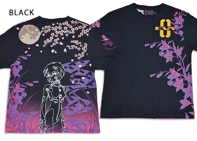 EVANGELION×錦 枝垂れ桜綾波半袖Tシャツ◆錦 ブラックMサイズ 523218 エヴァンゲリオン 綾波レイ 和柄 和風 さくら 刺繍_画像2