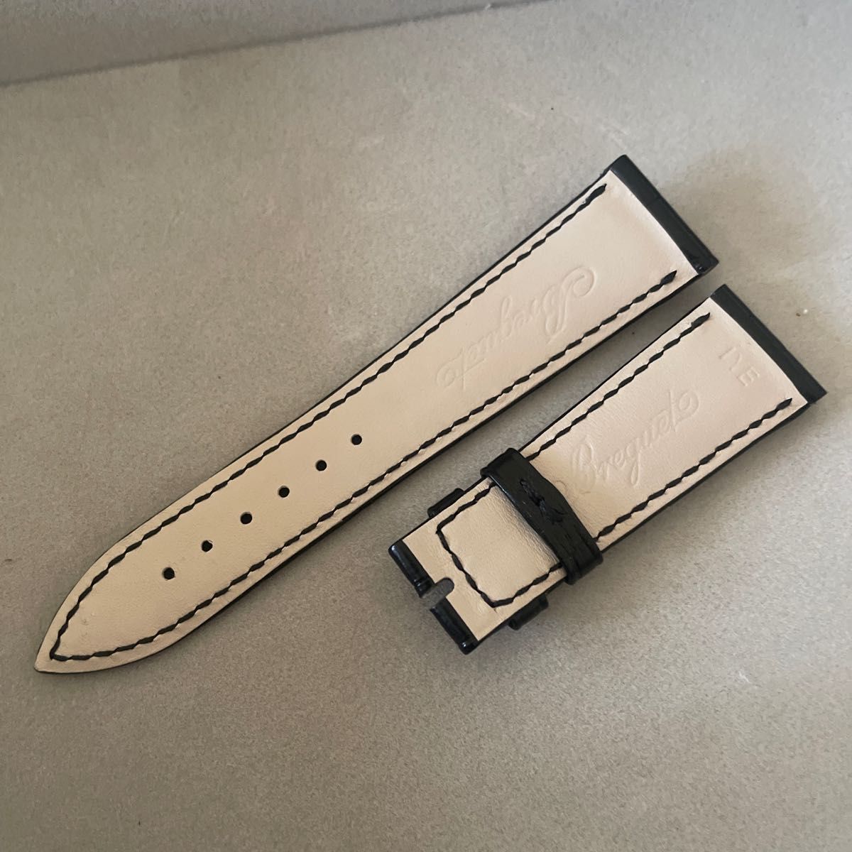 【美品・純正】ブレゲ 20mm-16mm クロコベルト 竹符 ブラック