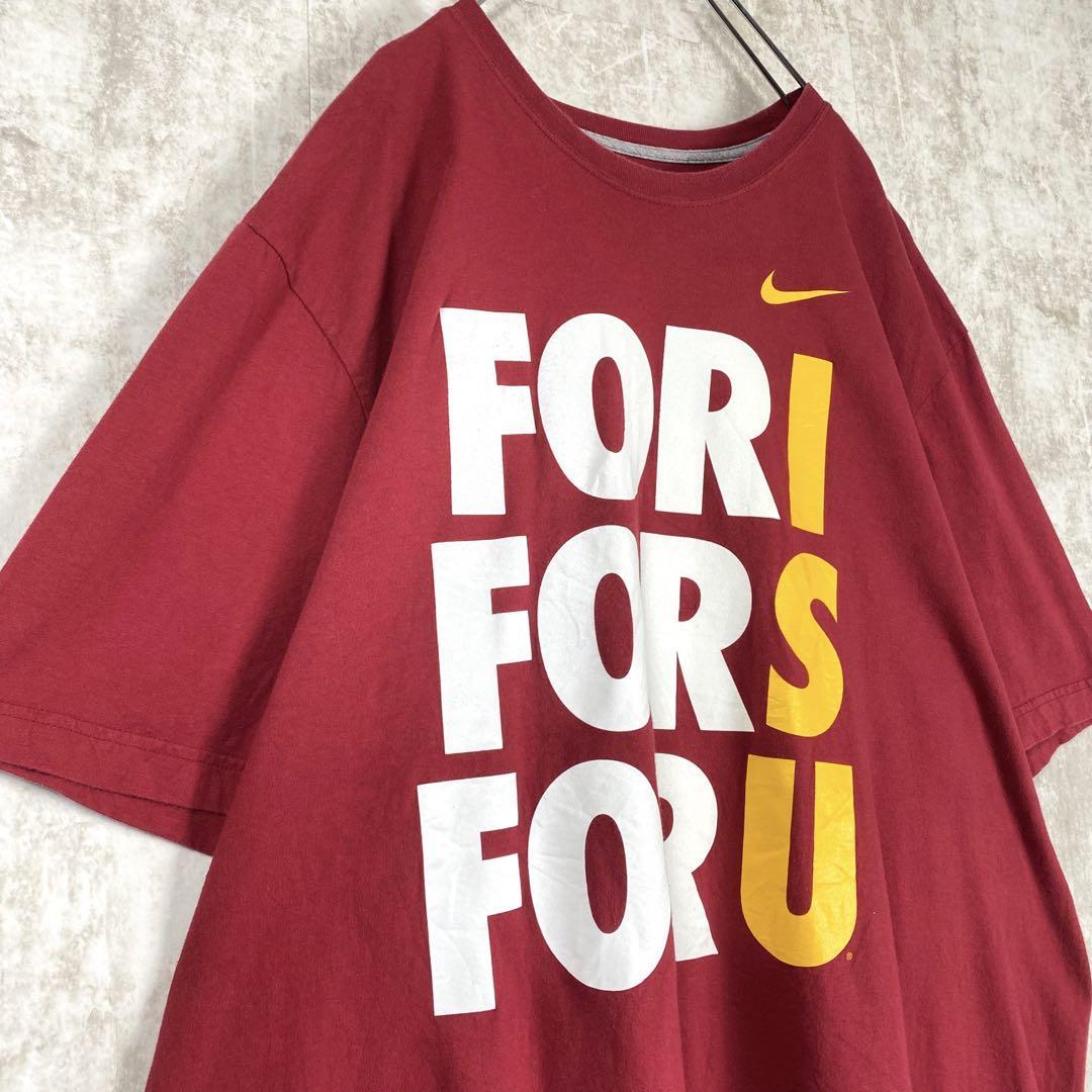 古着 ナイキ カレッジロゴ Tシャツ アイオワ大学 ISU ビッグロゴ 赤3XL