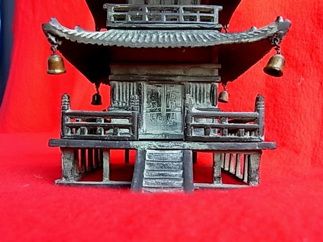 五重塔 銅製 高さ43cm (置物 仏教) 仏塔 1基礎、2水、3火、4風、5