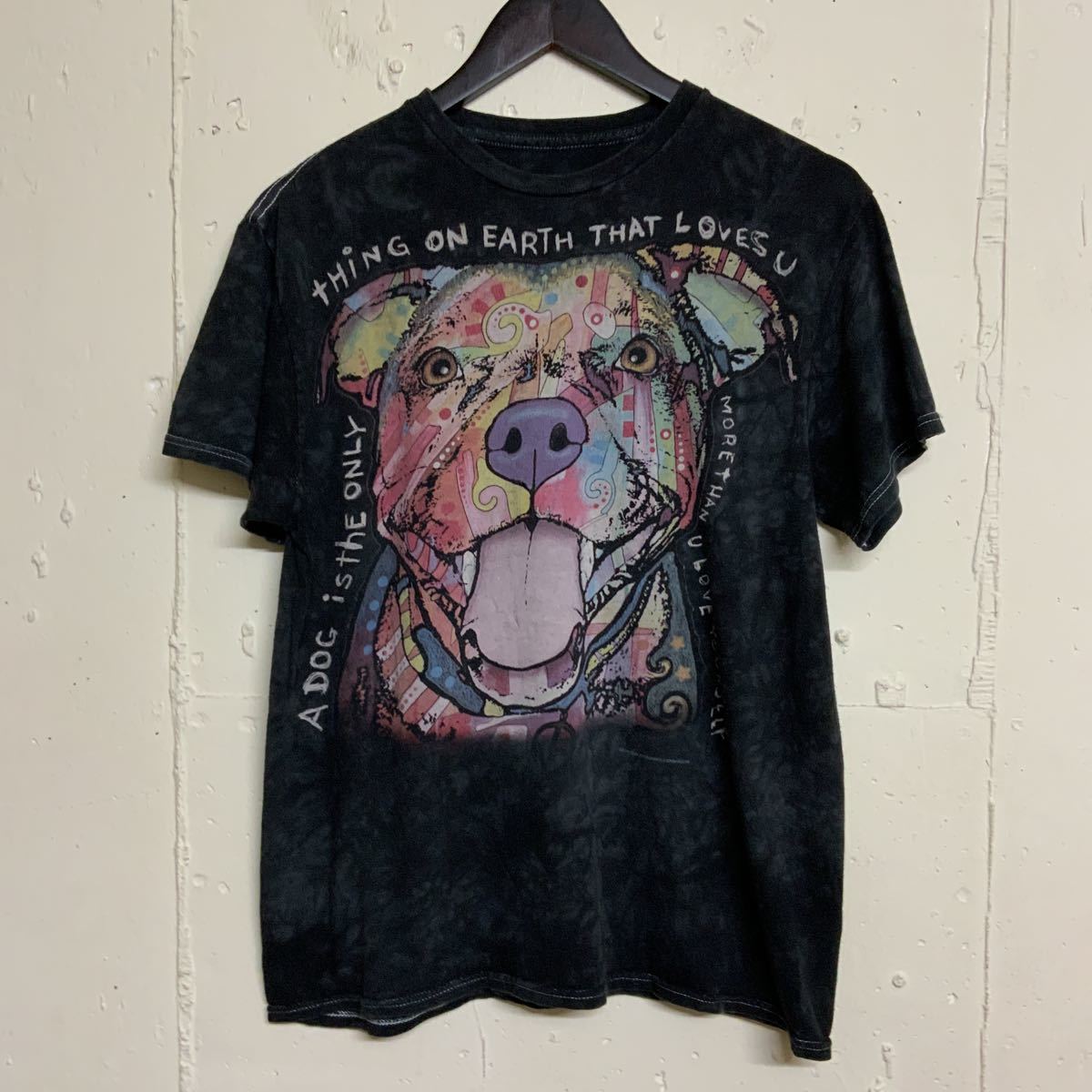 3D TEES動物柄アニマル柄犬DOGイヌ半袖Tシャツ古着サイズＭ_画像1