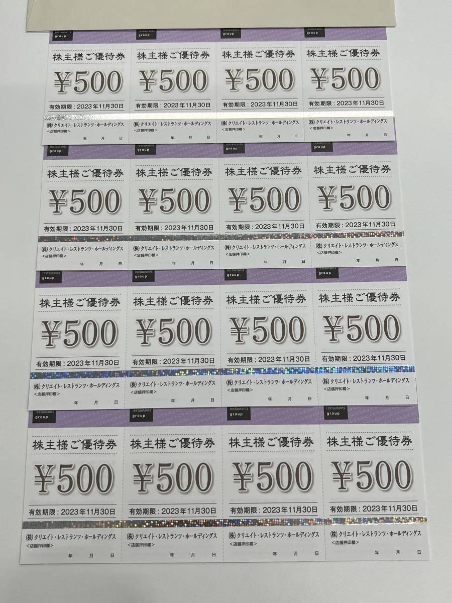 クリエイト・レストランツ・ホールディングス 株主優待券 8,000円分