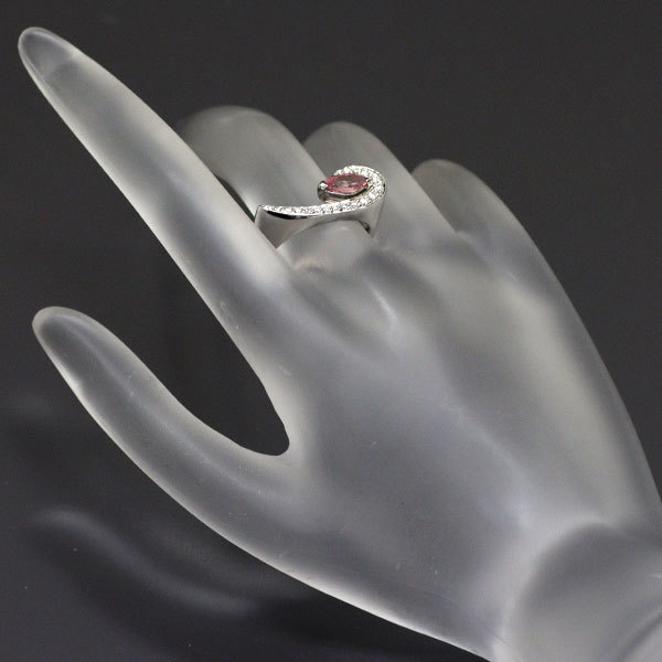 K18WG パパラチアサファイア ダイヤモンド リング 0.473ct D0.19ct 新