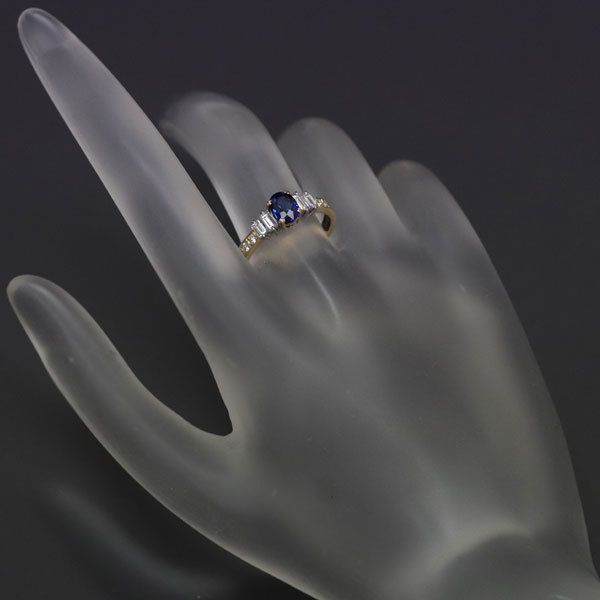 K18YG/WG サファイア ダイヤモンド リング 0.88ct D0.30ct 新入荷 出品