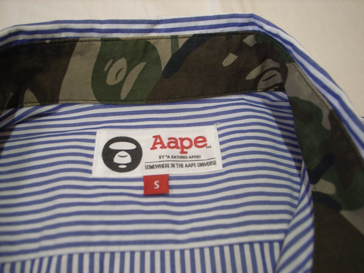 *e- Ape bai A Bathing Ape S 170/88A London stripe camouflage camouflage one Point long sleeve shirt A BATHING APE