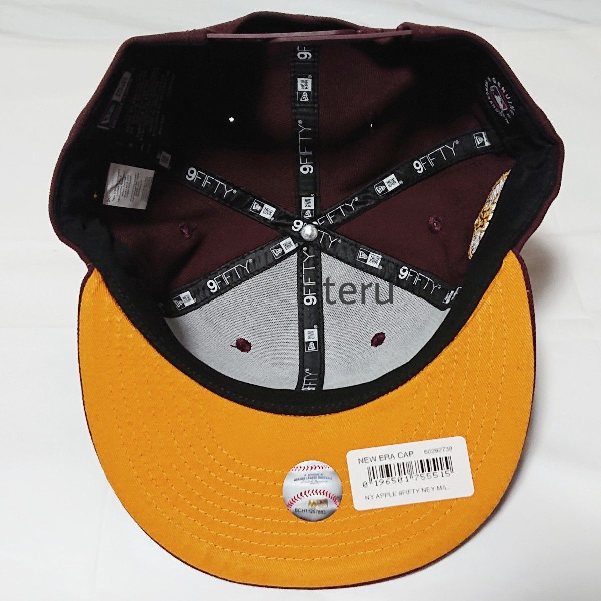NEW ERA ニューエラ 正規品 アップル キャップ 帽子 9FIFTY NY ヤンキース バーガンディ ワインレッド M/L
