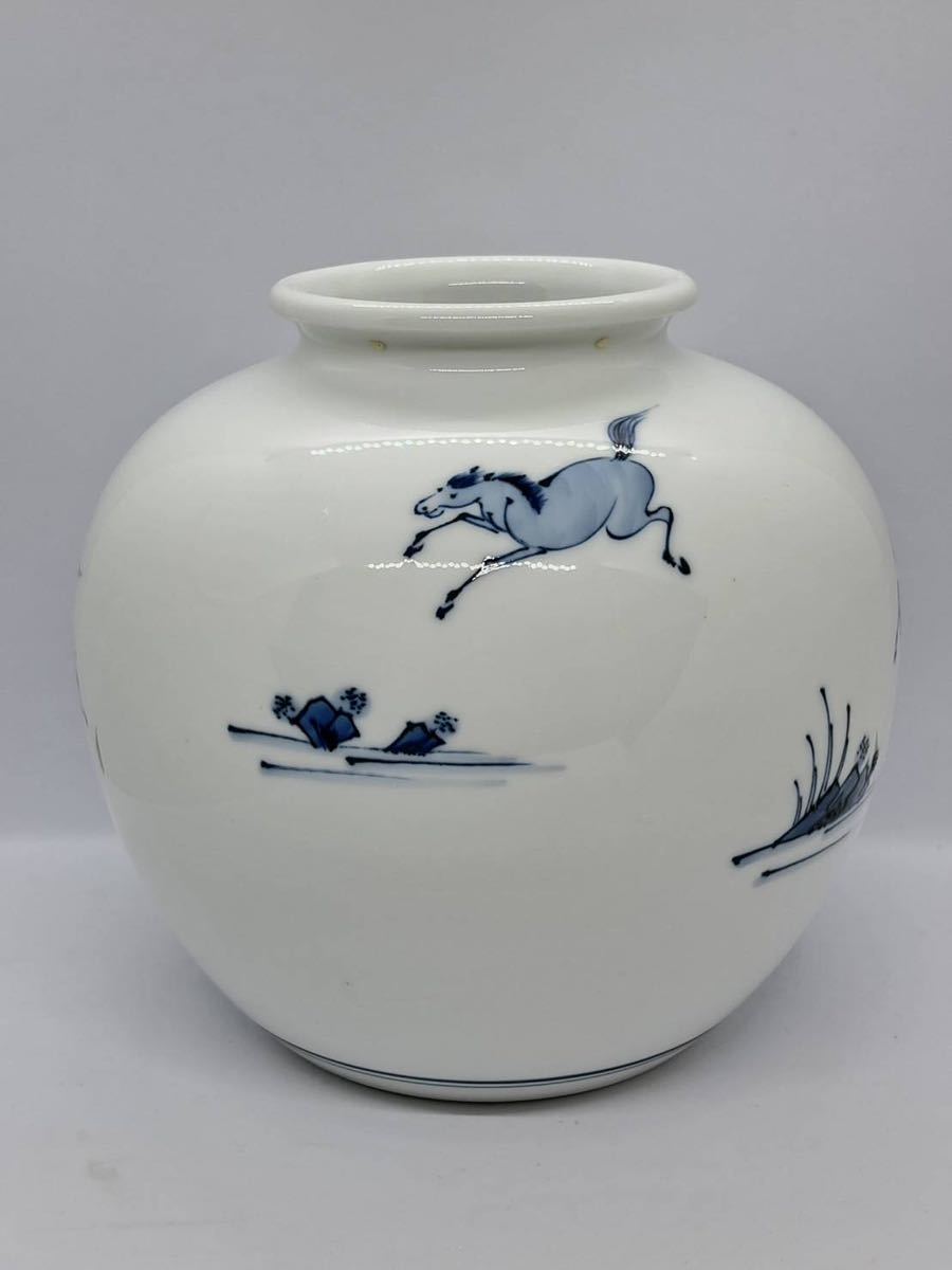  rare! day . Old Noritake horse. . map vase * rare day .. blue and white ceramics blue . flower base 