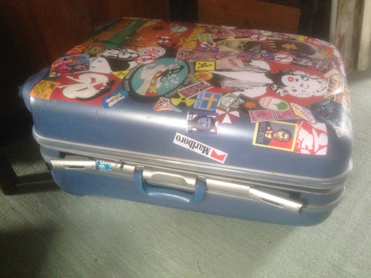  cusomize trunk back Boarding suitcase travel carry bag light blue cue ba Habana sticker Tune and .