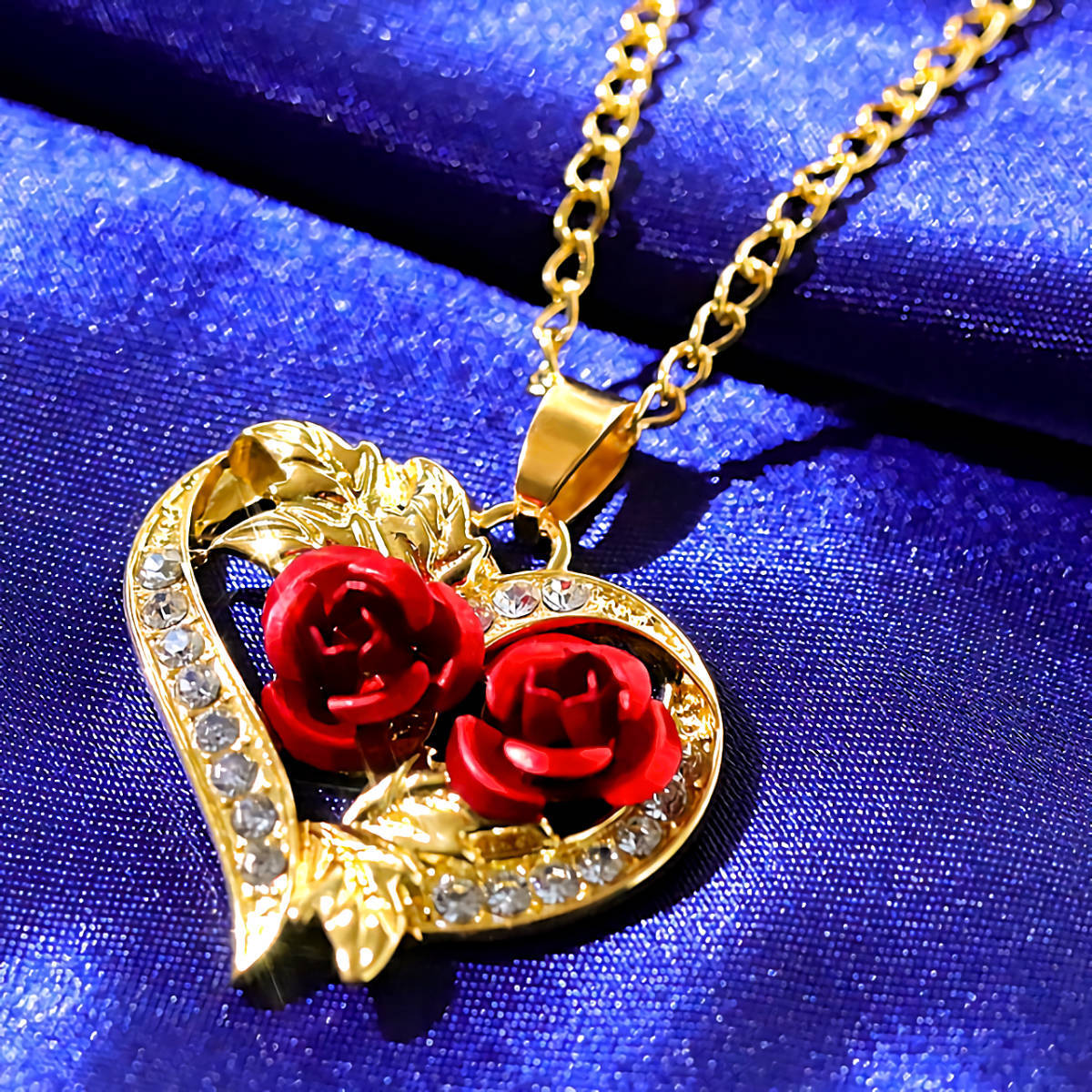 レディース ローズハート ダイヤモンド K18 GF ゴールドネックレス 誕生日プレゼント ゴールドネックレス Gold necklaceの画像3