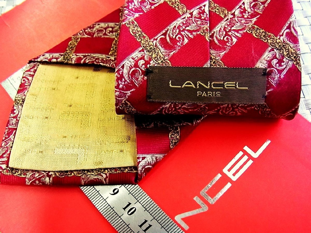 ♪31018C♪良品【装飾 格子 柄】ランセル【LANCEL】ネクタイ_画像2