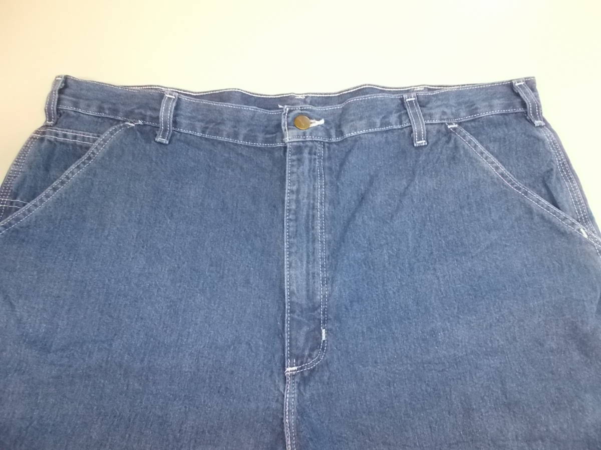 a1045◆Carhartt デニムショートパンツ◆w42 B28 DST カーハート ハーフペインターパンツ 大きいサイズ ウエスト実寸約108cm程 5Fの画像3