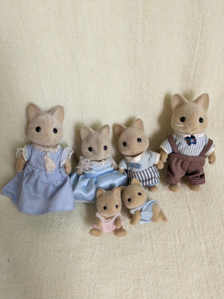 初期*アイボリーネコ*ファミリー*6体セット*アーバンライフ*レア
