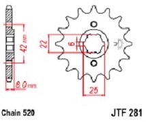 JTF281.14 フロントスプロケット Honda Off Road XR500 SA,SZ 79-80 XR500 RB,RC 81-82 XR500 RD,RE,RF 83-85等_画像1