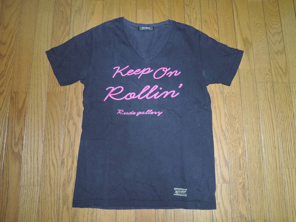 RUDE GALLERY ルードギャラリー V字Tシャツ 2S 黒 カットソー /_画像1