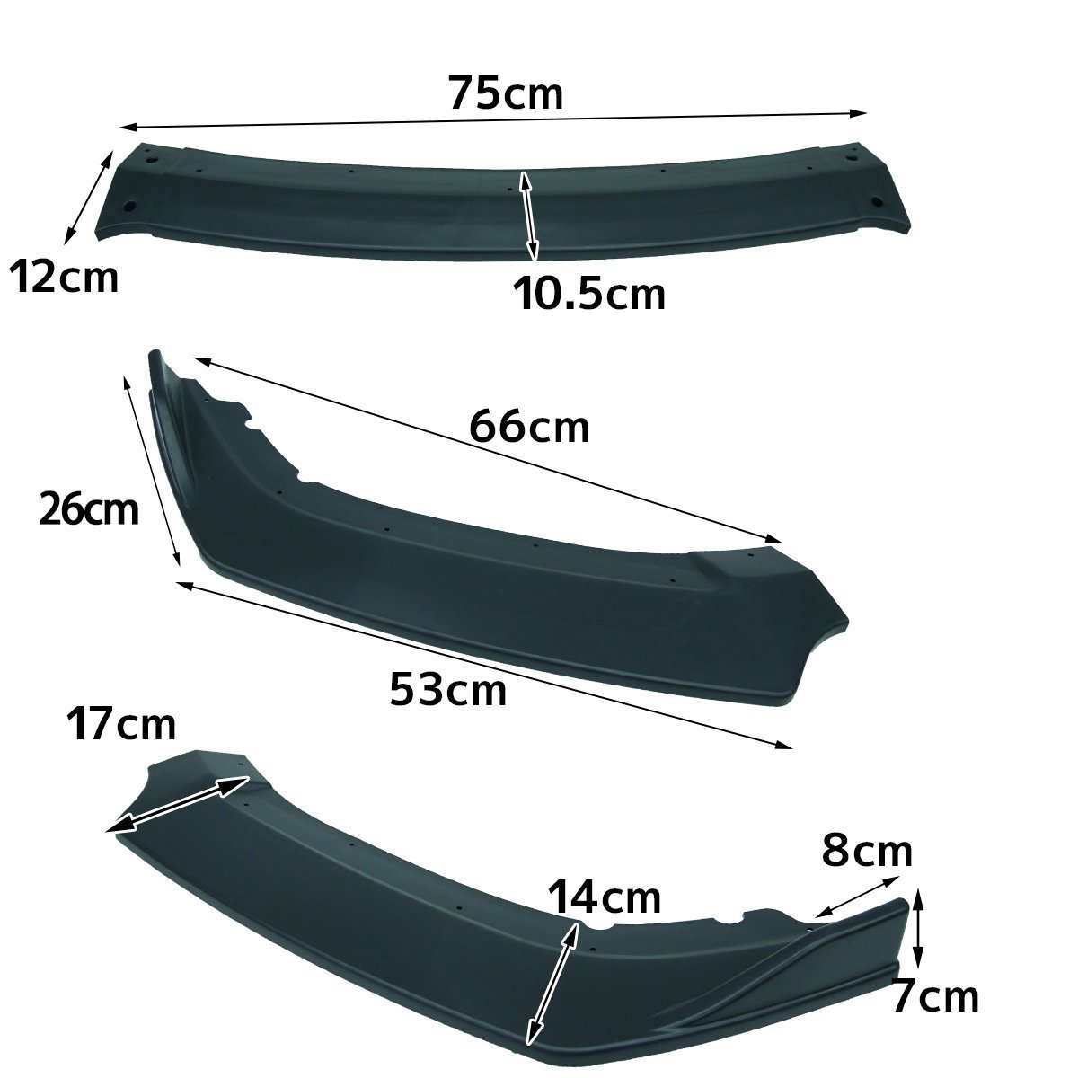 1 jpy ~ selling out division type under Canard front lip spoiler all-purpose ABS made 3 division type aero black CN-12