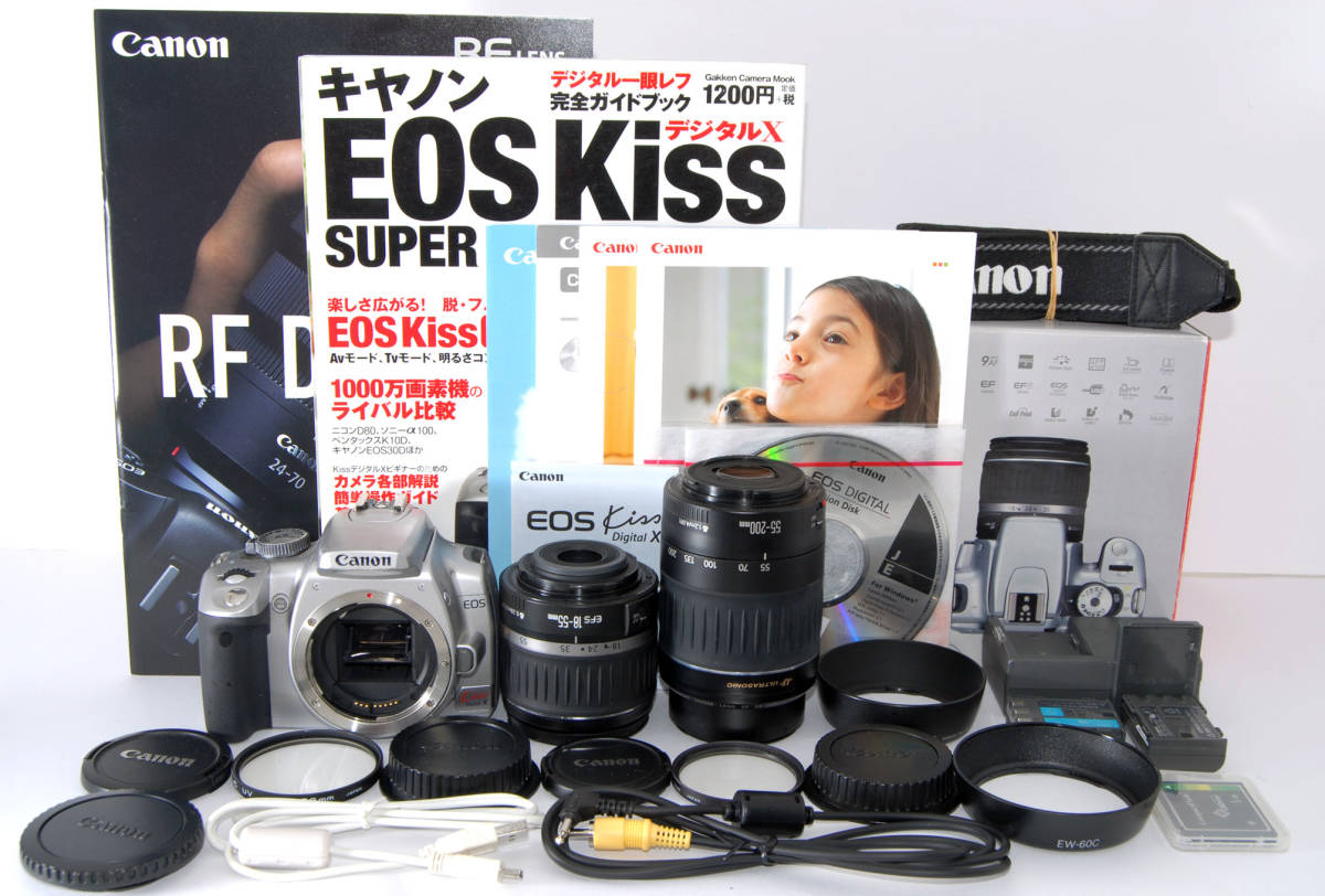 憧れの Canon ☆初心者入門＆付属品多数 キャノン 純正＆超望遠Ｗ