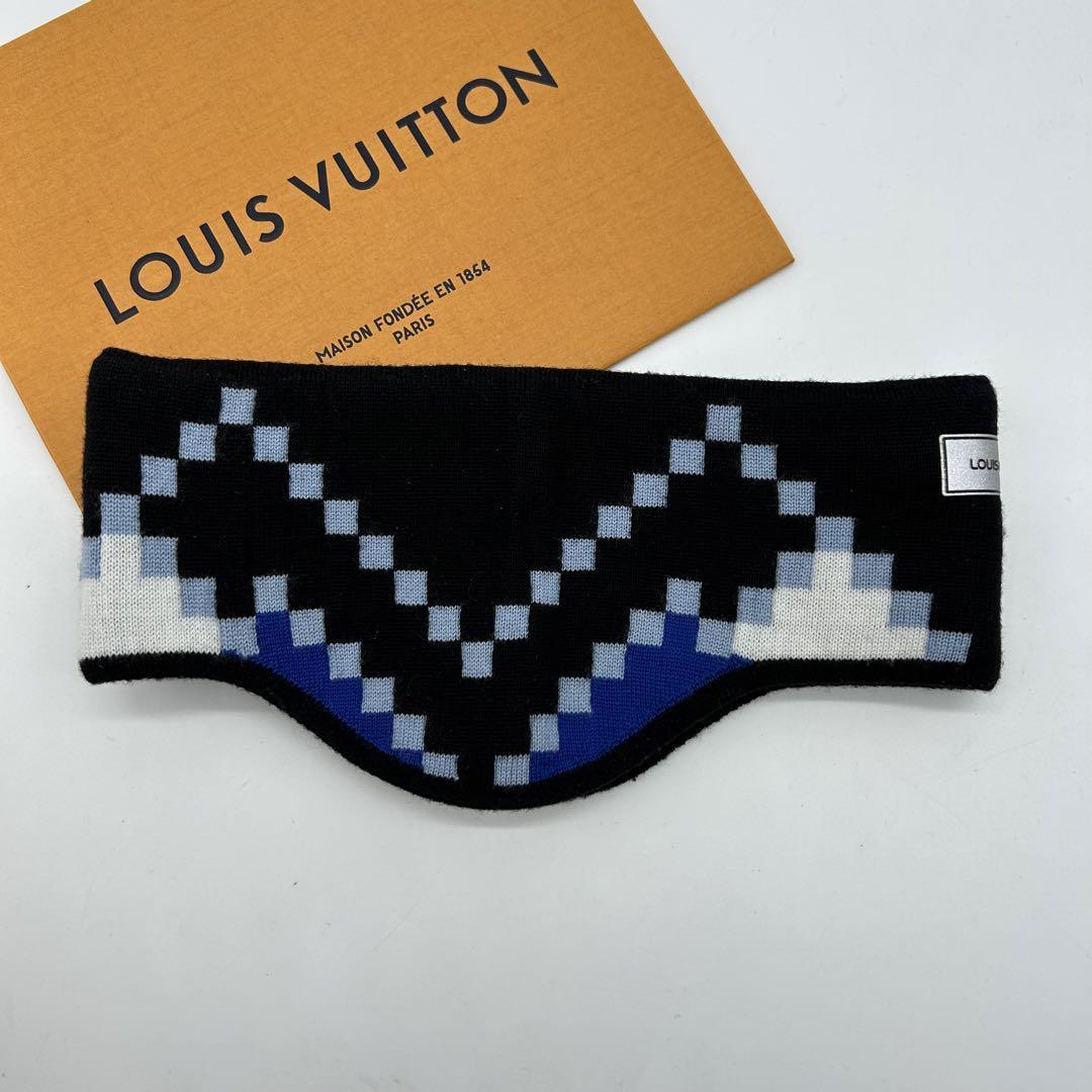 美品】ルイヴィトン ヘアバンド LV スノー ダミエ ブラック ユニ