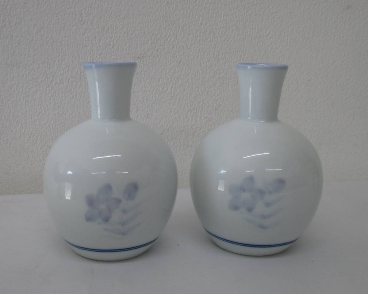 【未使用 保管品】柳山 淡彩桔梗酒器揃 徳利2客 猪口5客 酒器_画像6