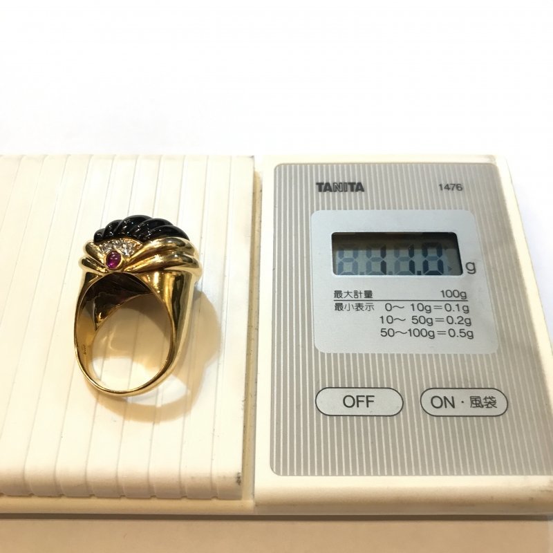 18金 指輪 総重量11.0g 宝飾品 メレダイヤ入り K18 15号