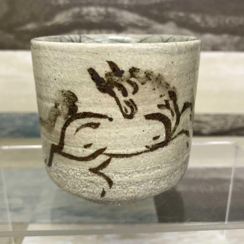 欠け有 相馬駒焼 湯呑み 茶器 煎茶道具 貫入 和食器 相馬焼 青ひび