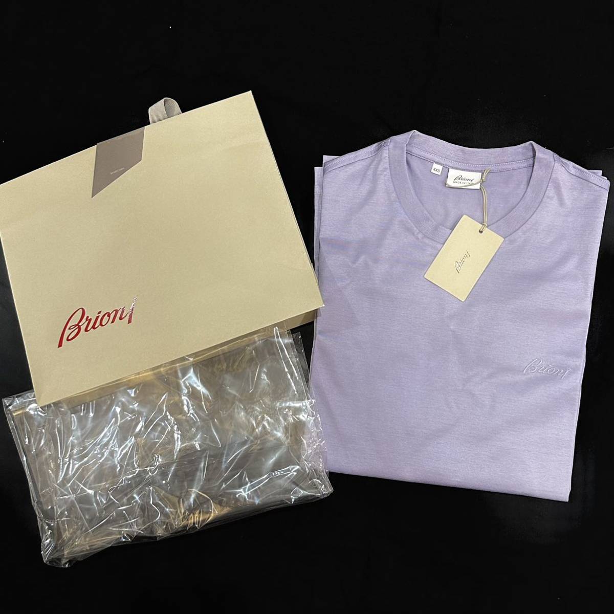 未使用品!BRIONI ブリオーニ コットン 100% 半袖 Tシャツ(XS)パープル 春夏 メンズ トップス