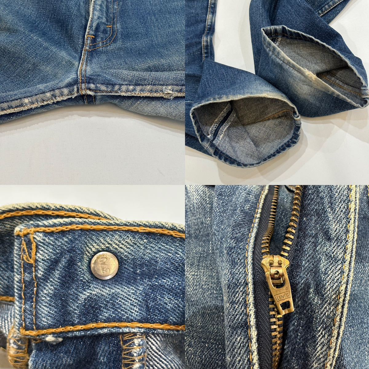 90s 00年 USA製 Levi's リーバイスヒゲ ハチノス!!505-03 W32 米国製 ボタン裏379 アメカジ ビンテージ ジーンズ デニム_画像3