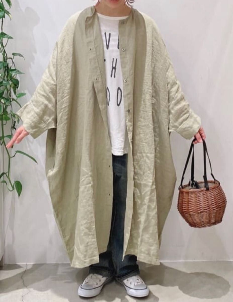 hagumu ハグハグ hughug リネンドルマンコート ロングカーディガン