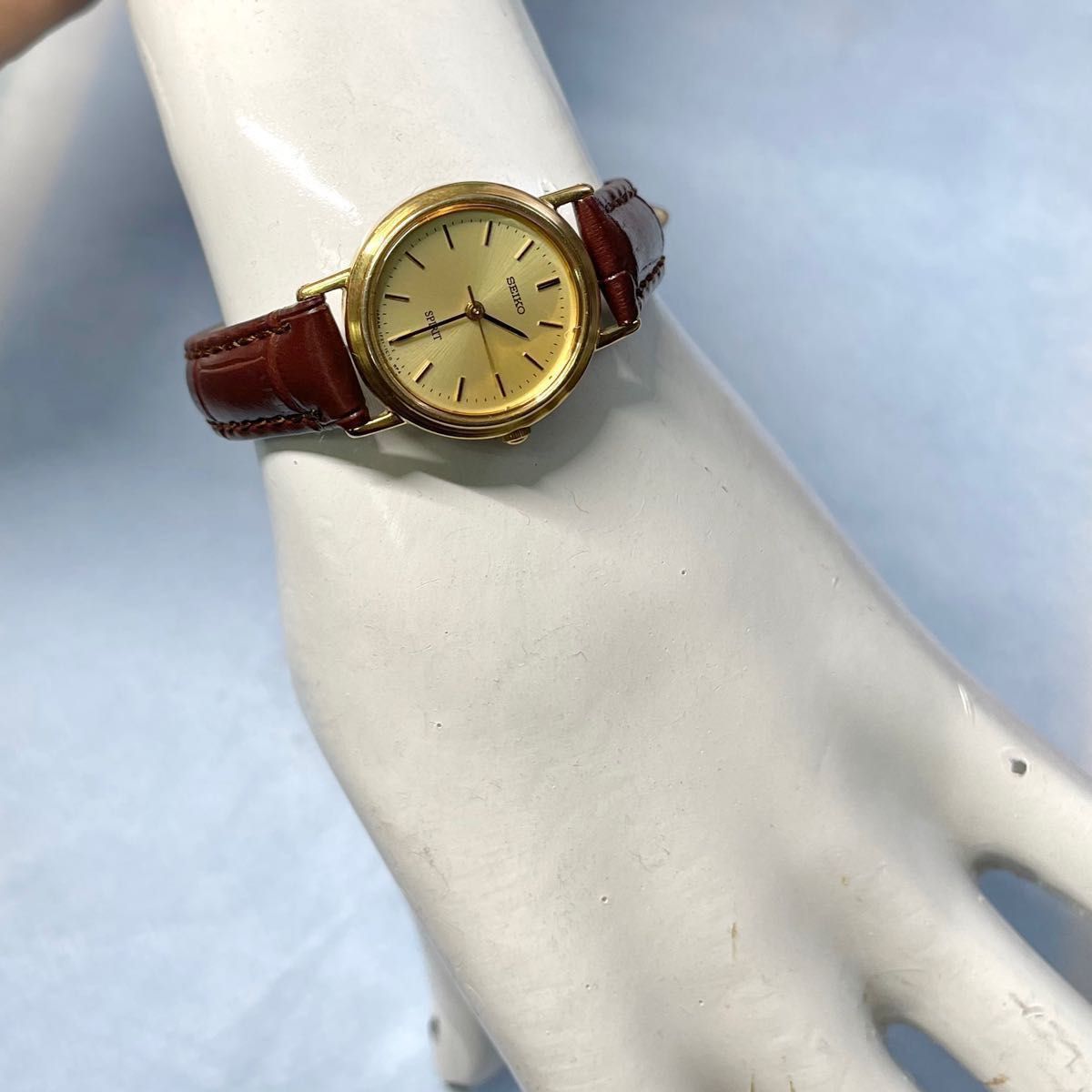 美品 稼働 SEIKO レディース腕時計 ゴールド 3針 新品ベルト セイコー クォーツ 婦人用時計