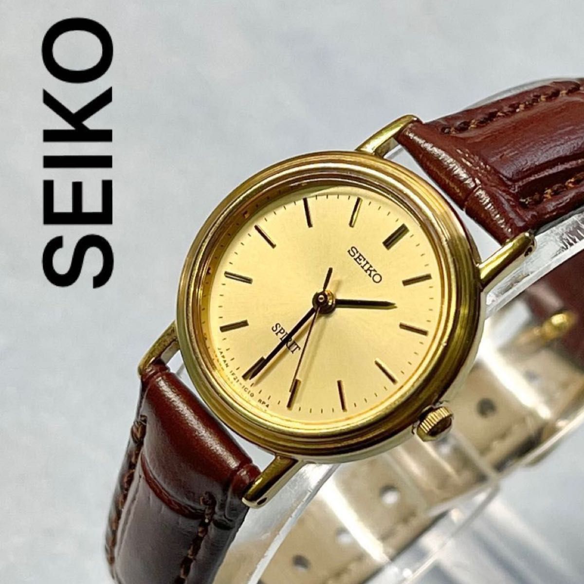 美品 稼働 SEIKO レディース腕時計 ゴールド 3針 新品ベルト セイコー クォーツ 婦人用時計