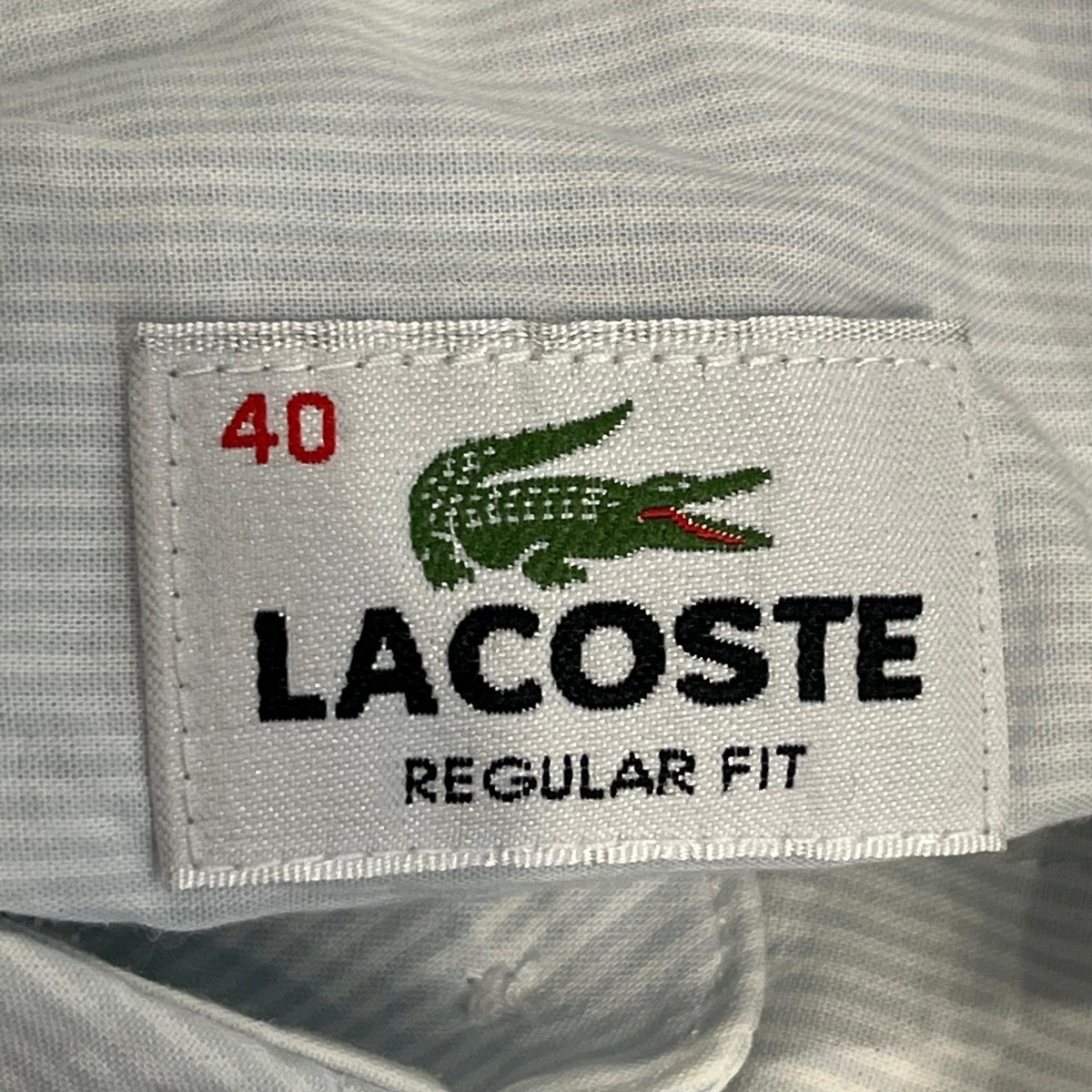 LACOSTE ラコステ ワンポイントワニ刺繍入り Yシャツ 胸ポケット付きシャツ ストライプ柄 メンズ 長袖シャツ_画像8