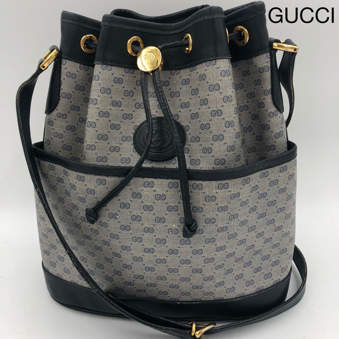 美品 GUCCI グッチ マイクロGG 巾着 ショルダーバッグ インター