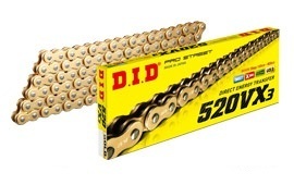 DID 520VX3-104L FJ(軽圧入クリップ) GOLD 4525516321174 大同工業株式会社 D.I.D バイク用チェーン_画像1