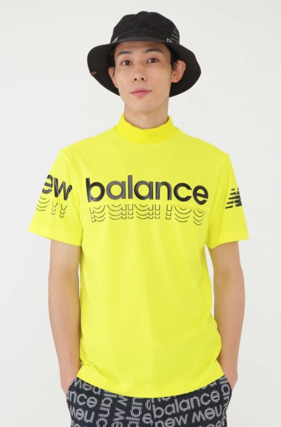 即決新品 New Balance GOLF メンズ半袖モックネックシャツ イエロー 5サイズ Lサイズ相当 ニューバランス ゴルフ