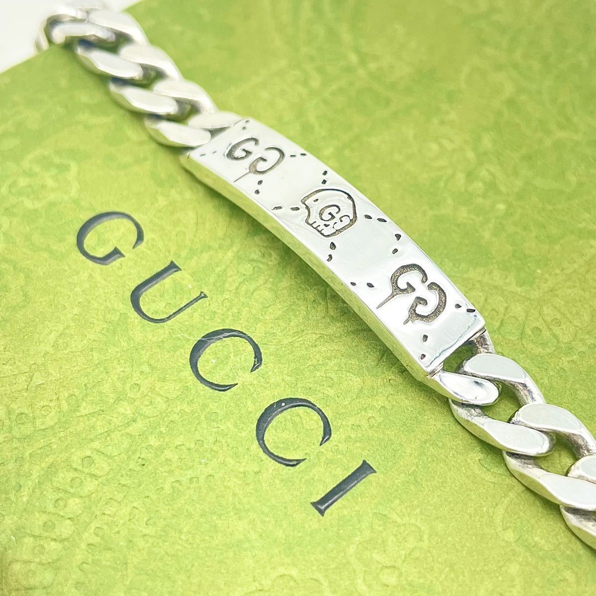 GUCCI グッチ ゴースト ドクロ ブレスレット約21.5cm 21表記 キヘイ 喜平 美品 正規