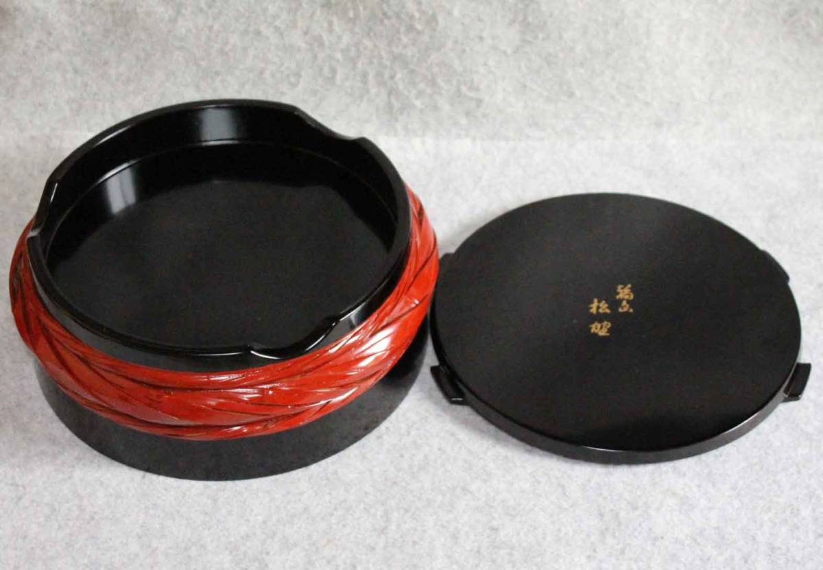 漆芸　輪島塗　寿し桶　黒塗　朱塗　木製　寿司桶　木箱　 Wajima lacquerware　sushi tub 漆器_画像5