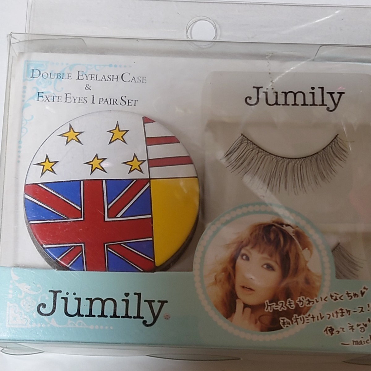jumi Lee double eyelashes case & eyelashes set No01ek stereo EYES attaching * false eyelashes unused 