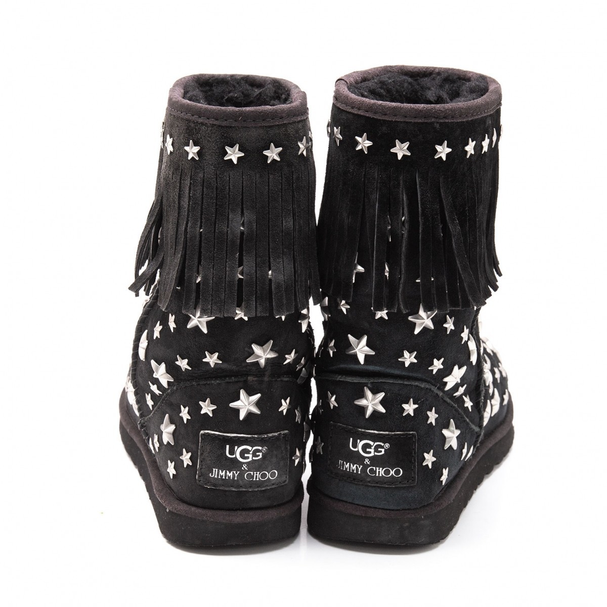  UGG × Jimmy Choo UGG×JIMMY CHOO Star studs fringe mouton boots black 23