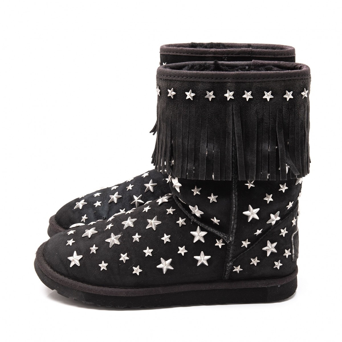  UGG × Jimmy Choo UGG×JIMMY CHOO Star studs fringe mouton boots black 23