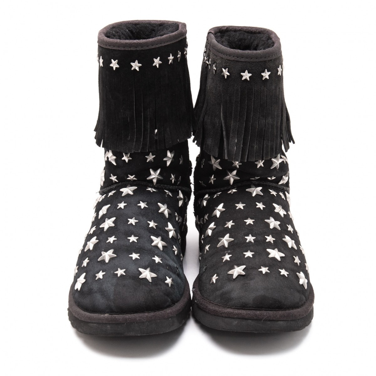  UGG × Jimmy Choo UGG×JIMMY CHOO Star studs fringe mouton boots black 23