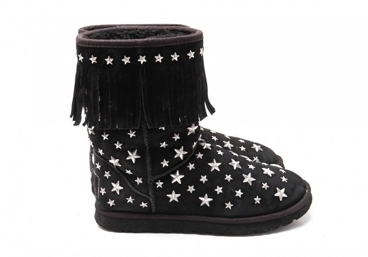  UGG × Jimmy Choo UGG×JIMMY CHOO Star studs fringe mouton boots black 23