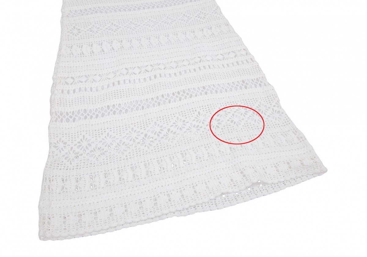 ラルフローレンスポーツRALPH LAUREN SPORT クロシェ編みニットスカート 白M_前裾に薄シミがあります。