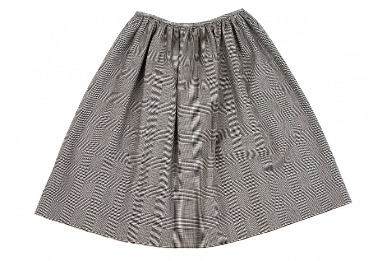  Prada PRADA wool Glenn check flair skirt gray 36