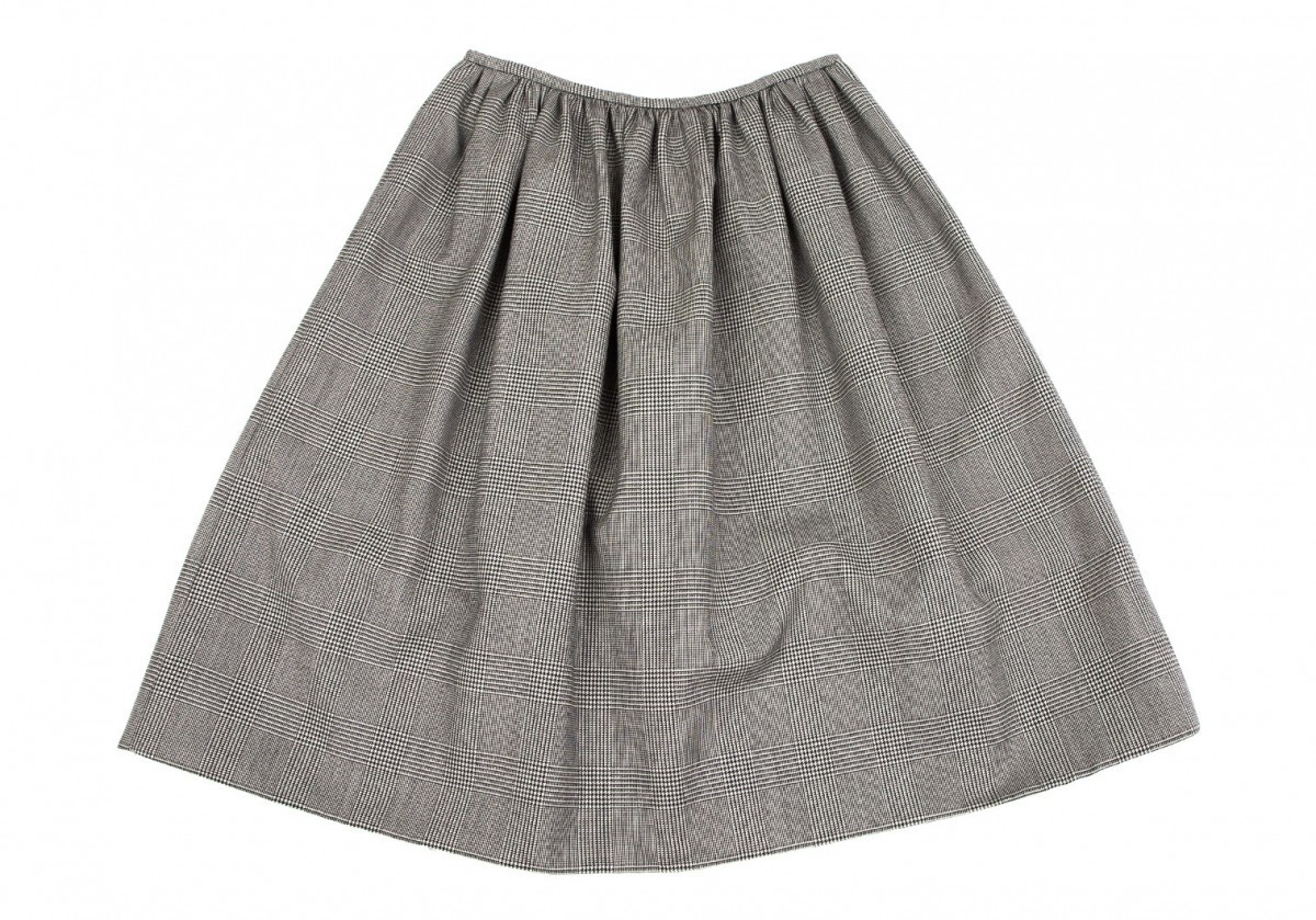  Prada PRADA wool Glenn check flair skirt gray 36