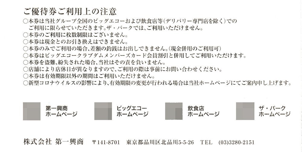 ビックエコー 第一興商 株主優待券 10000円分 2023年6月30日まで 送料