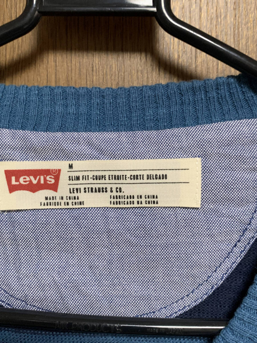 M Levi's / リーバイス Vネック ボーダー コットンセーター ニット SLIM FIT_画像5