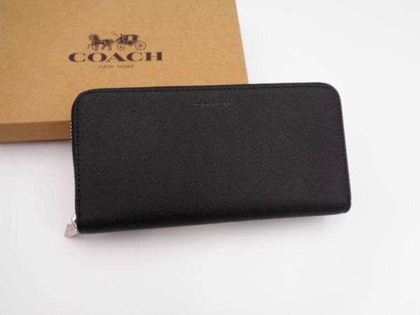 未使用 新品 同様 正規品【47】coach コーチ 長財布 ジッピーウォレット 財布 メンズ レディス ブラック_画像1