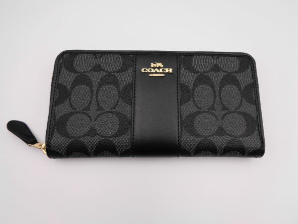 未使用 新品 同様 正規品【112】coach コーチ 長財布 ジッピーウォレット 財布 メンズ レディス グレー ブラック シグネチャー_画像2