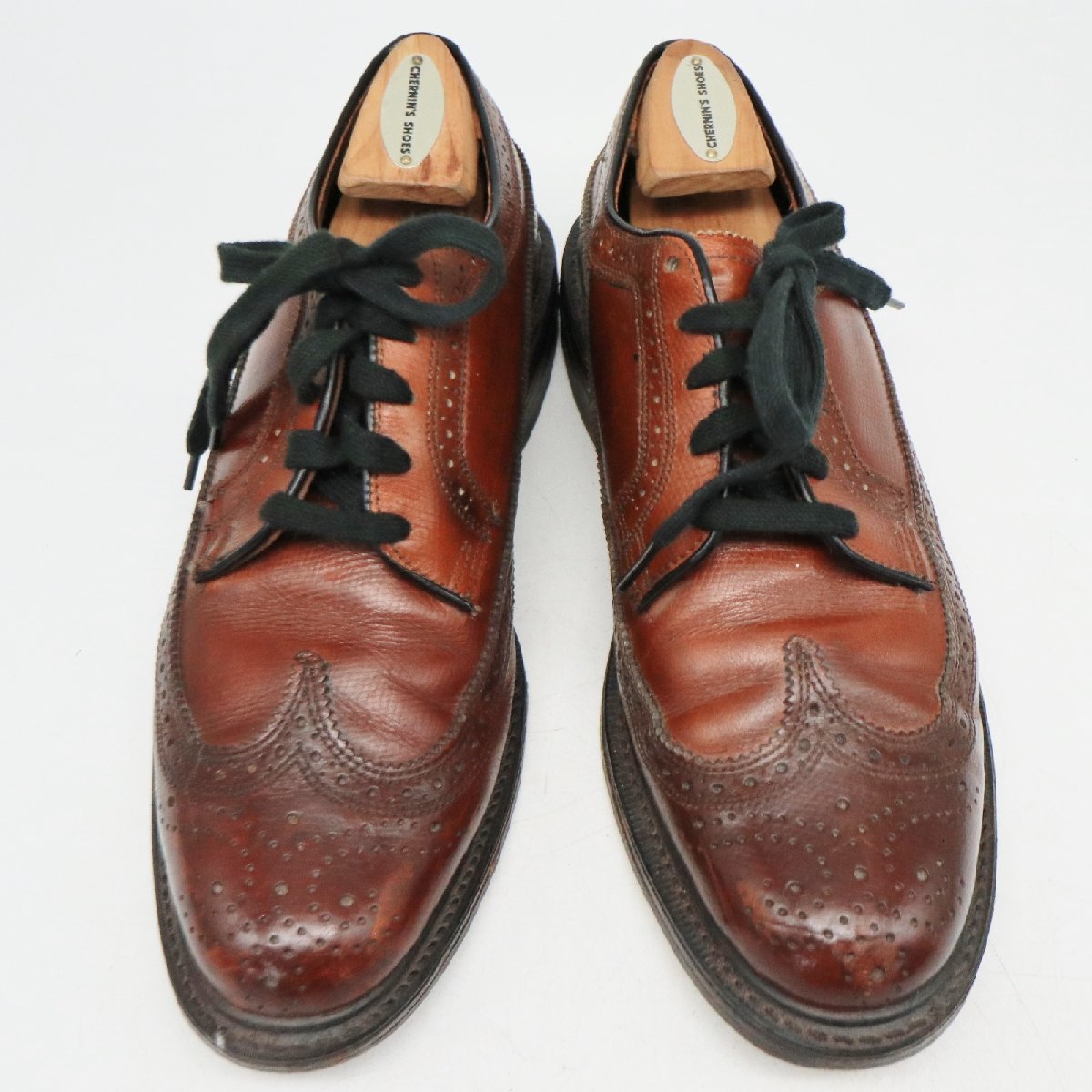 流行に  70-80年代 JCPenney 外羽根式 ロングウィングチップ 革靴 レザーシューズ ブラウン ( メンズ 8 D ≒ 26cm ) 中古 古着 KA0221 26.0cm